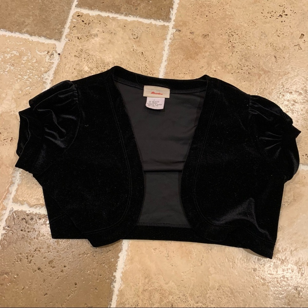 Vintage Y2K Crop Cardigan Black Velvet S Licorice
